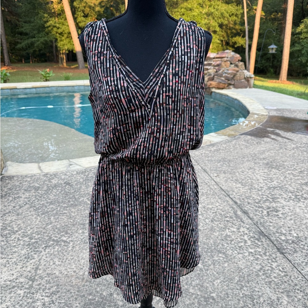 White House Black Market Black and Pink Midi Dress